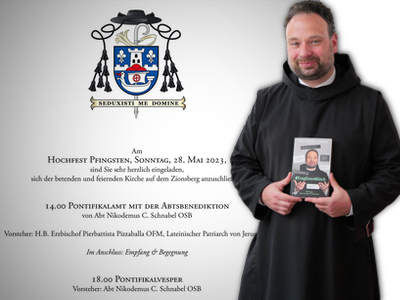 Pater Dr. Nikodemus Schnabel, neuer Abt der deutschsprachigen Dormitio-Abtei der Benediktiner in Jerusalem (Collage: KIP)