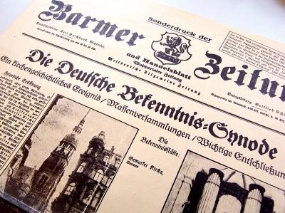 historischer Zeitungsauschnitt zur Barmer Bekenntnissynode von 1934