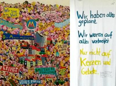 Graffiti und Spruchband aus der Zeit der Wende 1989