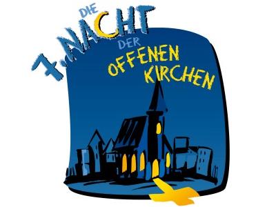 blau-schwarze Kirche aus der gelbes Licht strahlt (Grafik)