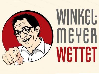 Comic-Gesicht und Spruch 'Winkelmeyer wettet'