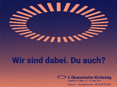 Werbebanner für den 3. Ökumenischen Kirchentag 2021 in Frankfurt
